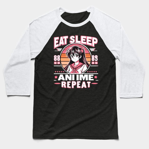 eat sleep anime repeat Baseball T-Shirt by AlephArt